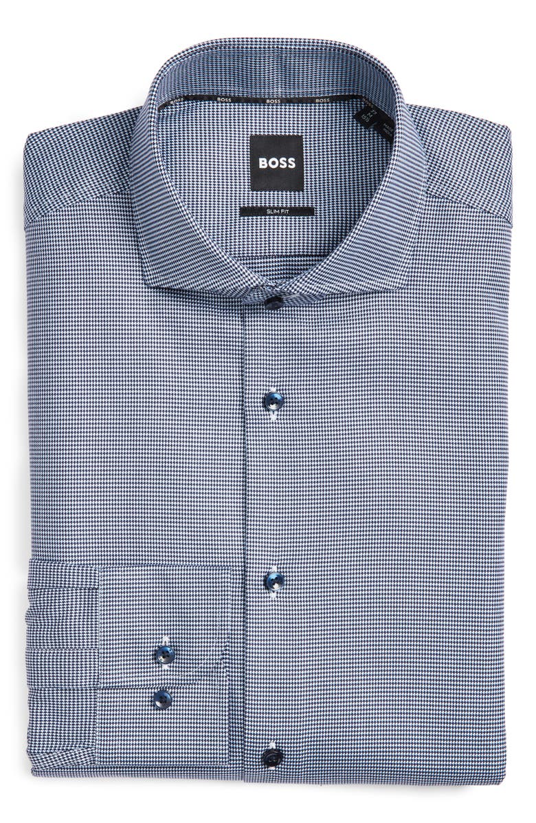 BOSS H-Hank Kent Dress Shirt, Alternate, color, Navy