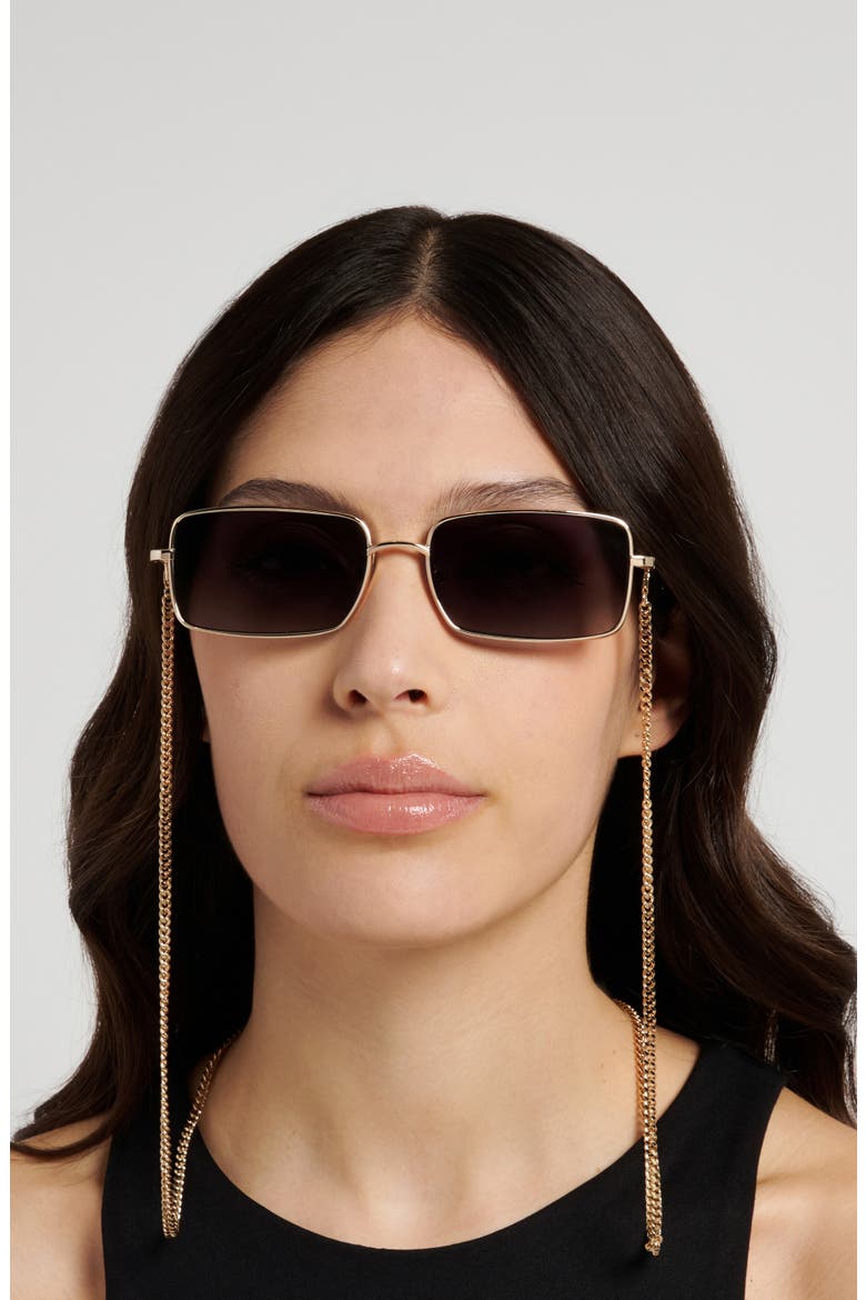 58mm Gradient Rectangular Sunglasses, Alternate, color, GOLD BLACK