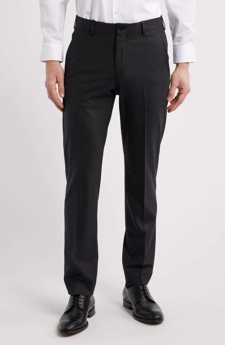 Bugatchi Regular Fit Stretch Wool Pants, Main, color, Black