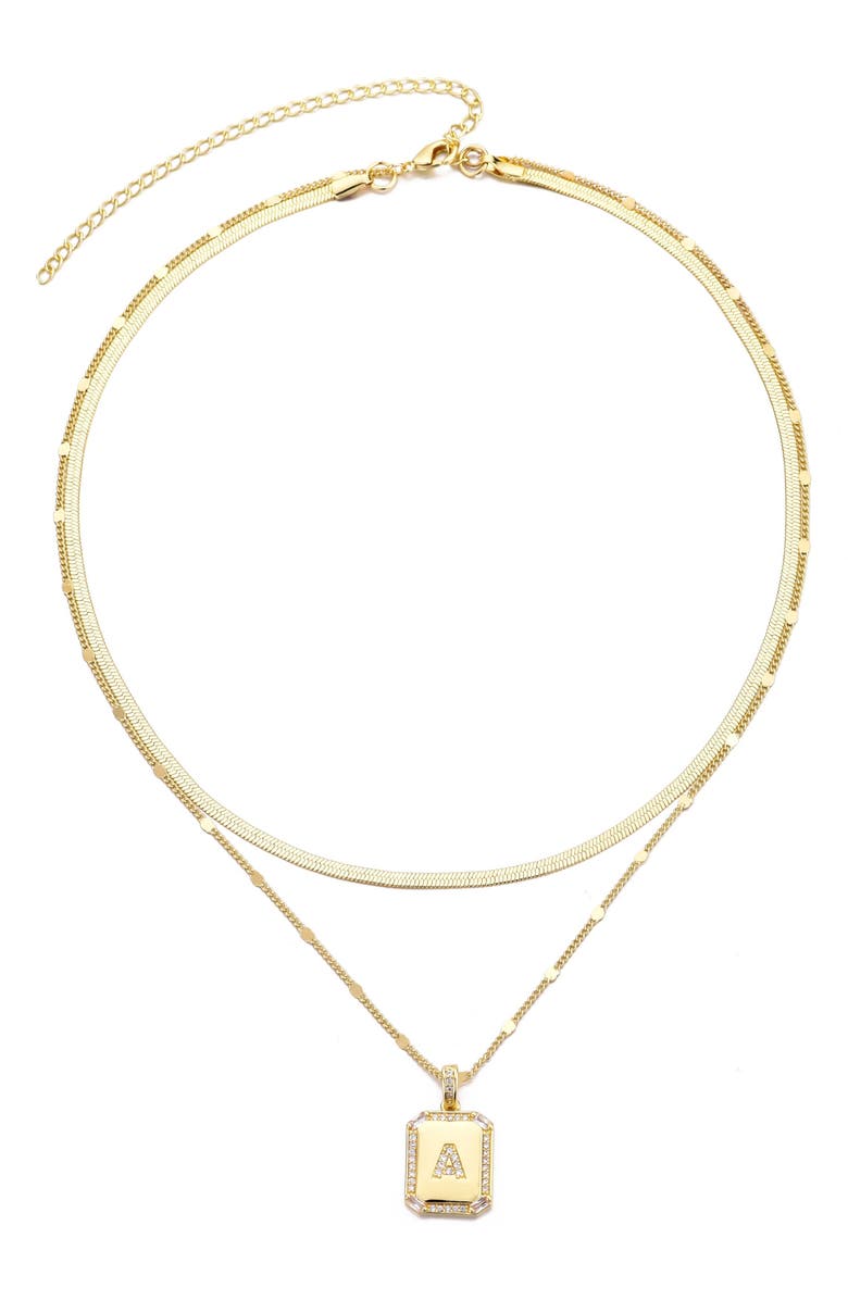 Adornia Initial Tag Pendant Necklace, Alternate, color, Gold-A