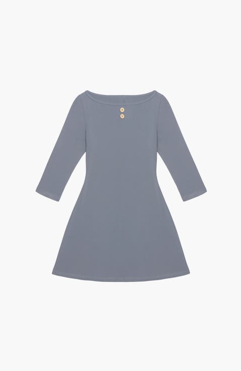 3/4 Sleeve Boat Neck Dress