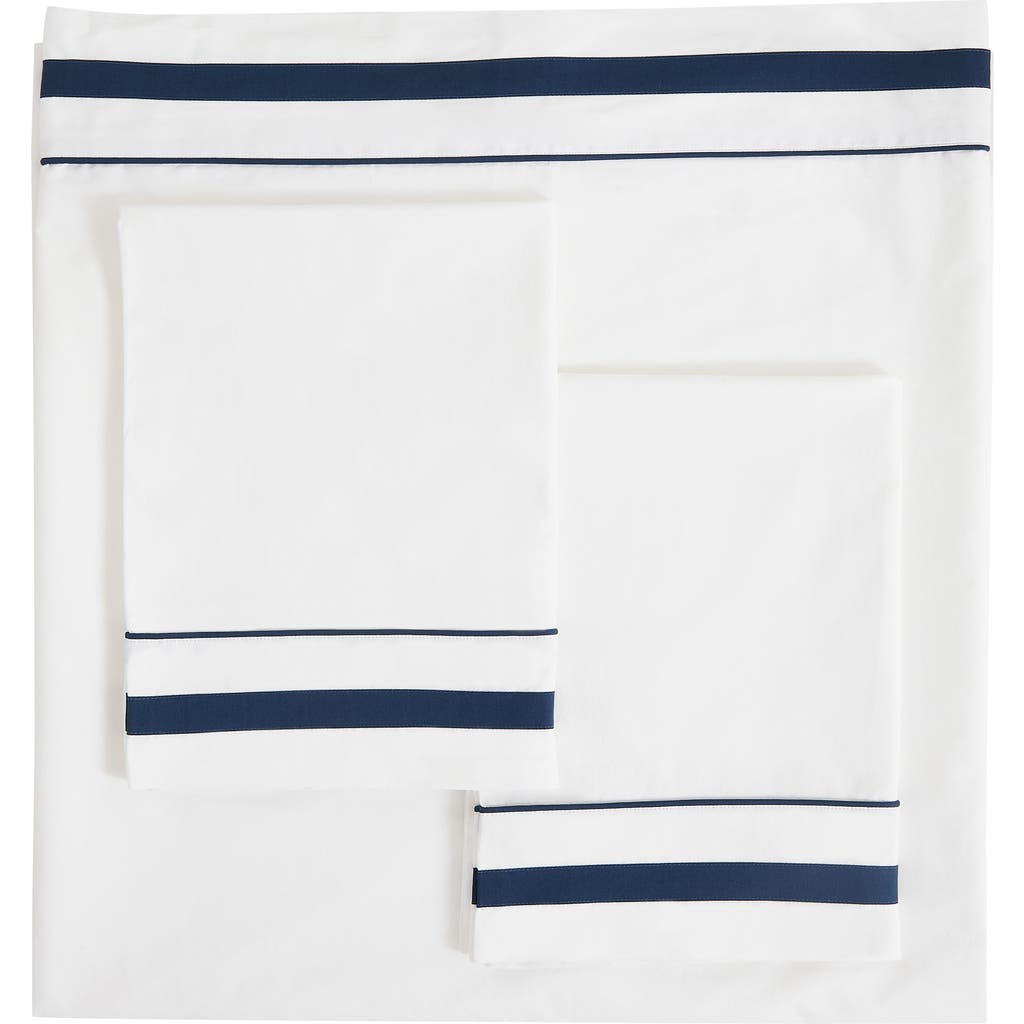 Melange Home 300 Thread Count Percale Border Sheet Set In Blue