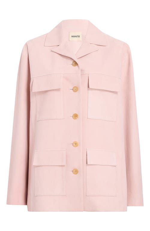 Shop Khaite Morsson Oversize Suede Jacket In Soft Pink