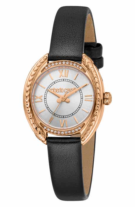 Rinascita Crystal Leather Strap Watch, 28mm
