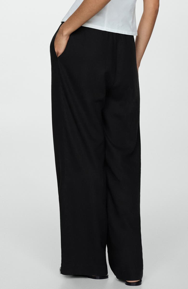 MANGO Linen Blend Straight Leg Drawstring Pants, Alternate, color,