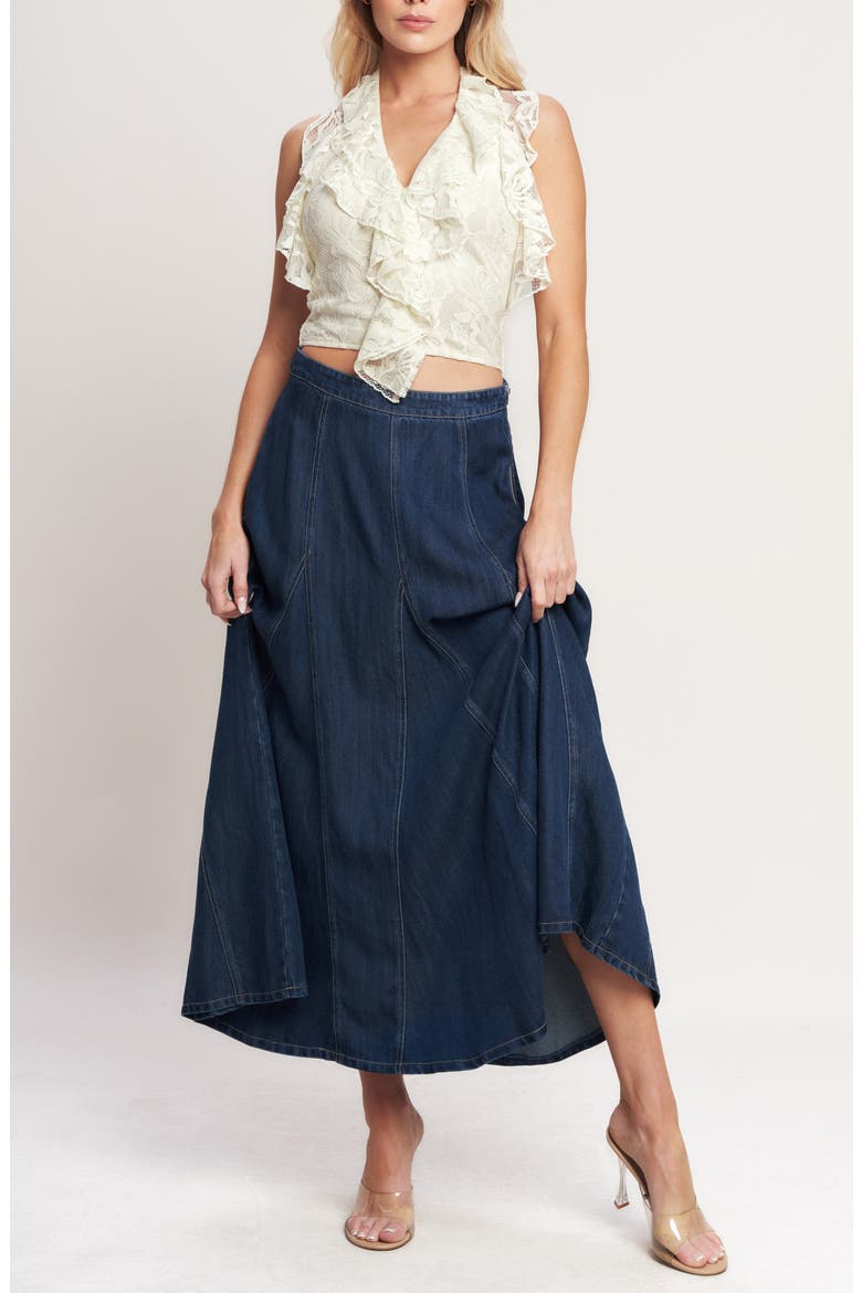 Contrast Stitch Midi Skirt, Alternate, color, MEDIUM INDIGO