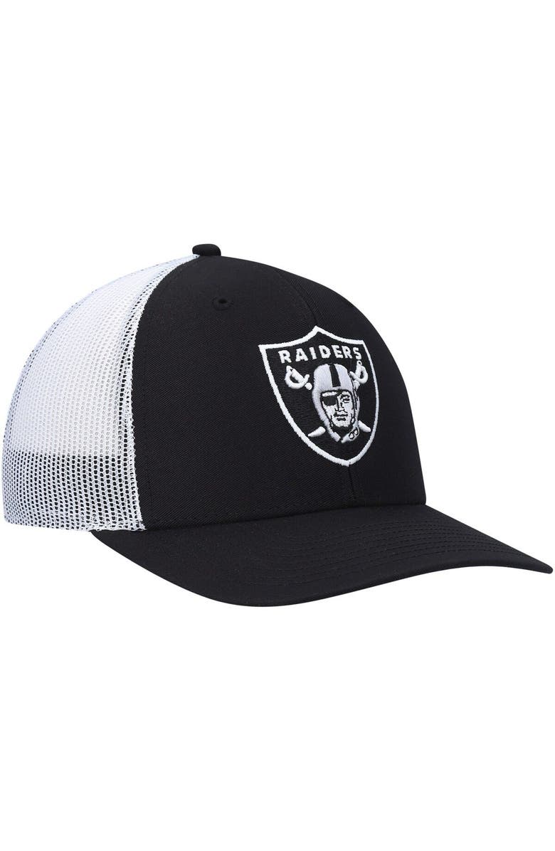 '47 Men's '47 Black/White Las Vegas Raiders Trucker Snapback Hat, Alternate, color,