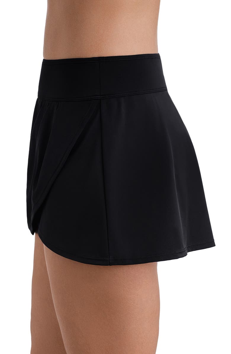 ShapeSolver Tulip Wrap Hispter Swim Skirt, Alternate, color, Black