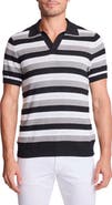 PAISLEY & GRAY Trim Fit Johnny Collar Stripe Knit Polo