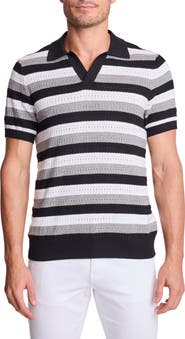 PAISLEY & GRAY Trim Fit Johnny Collar Stripe Knit Polo