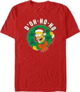 The Simpsons Men's The Simpsons Christmas Homer Doh-Ho Wreath Graphic T-Shirt