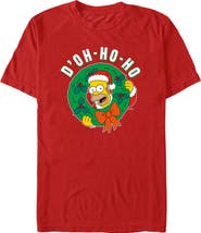 The Simpsons Men's The Simpsons Christmas Homer Doh-Ho Wreath Graphic T-Shirt