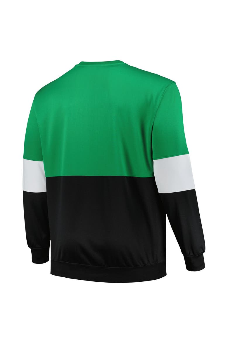 Men's Fanatics Branded Kelly Green/Black Boston Celtics Big & Tall Split Pullover Sweatshirt, Alternate, color, Kelly Green