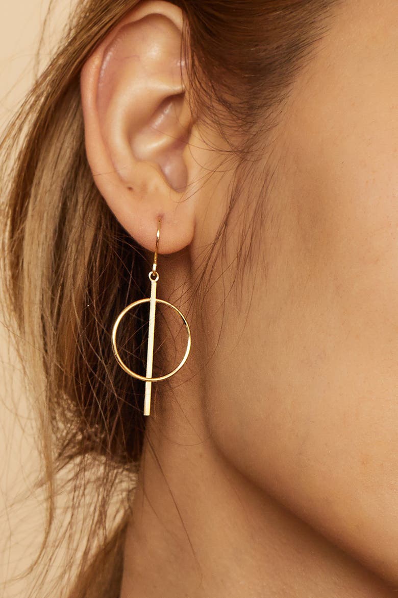 14K Yellow Gold Gallery Drop Earrings, Alternate, color, Yellow Gold