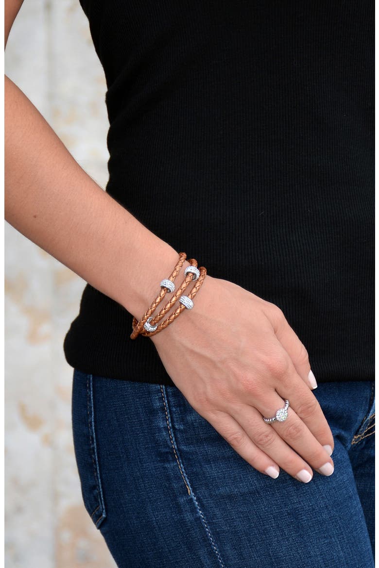 Bedazzle Leather Triple Wrap Bracelet, Alternate, color, ROSE GOLD
