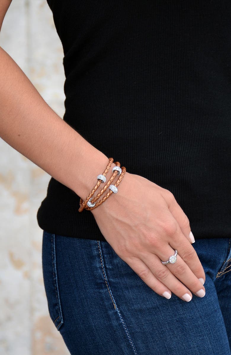 Liza Schwartz Bedazzle Leather Triple Wrap Bracelet, Alternate, color,