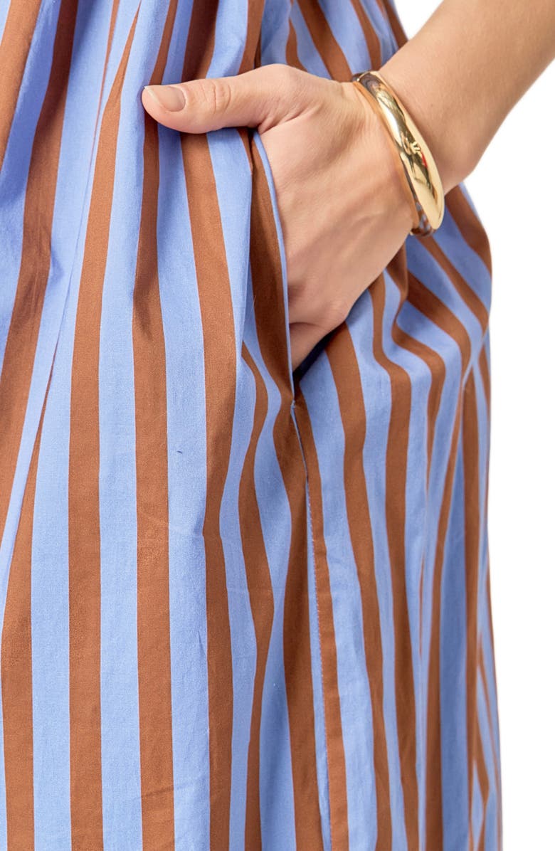 English Factory Big Stripe Sleeveless Maxi Dress, Alternate, color, Blue/ Brown Stripe