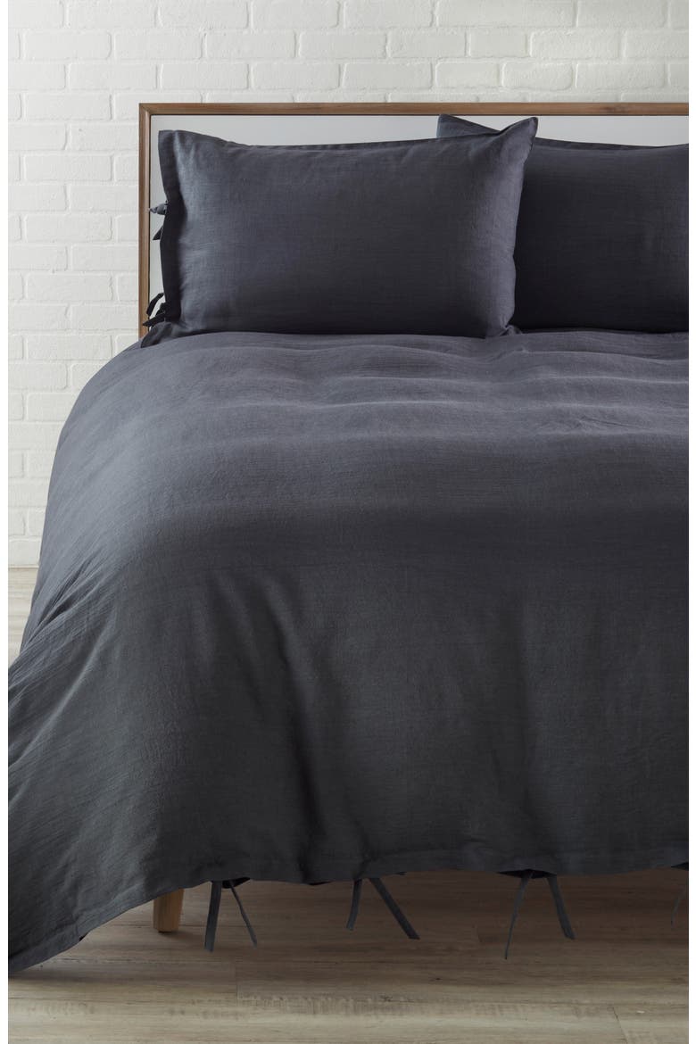 Relaxed Cotton & Linen Duvet Cover, Main, color, GREY ONYX