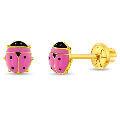 14k Colorful Ladybug Earrings