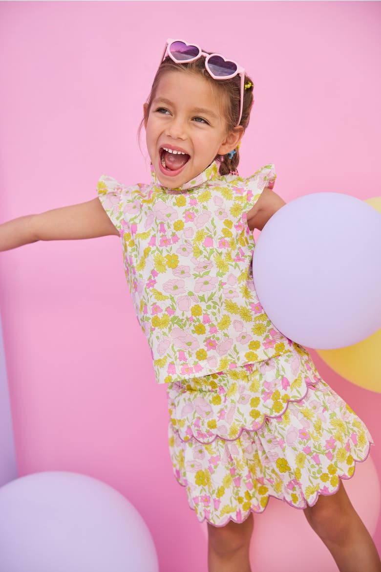 Kids' Floral Tiered Skort, Alternate, color, Bedford Buttercup