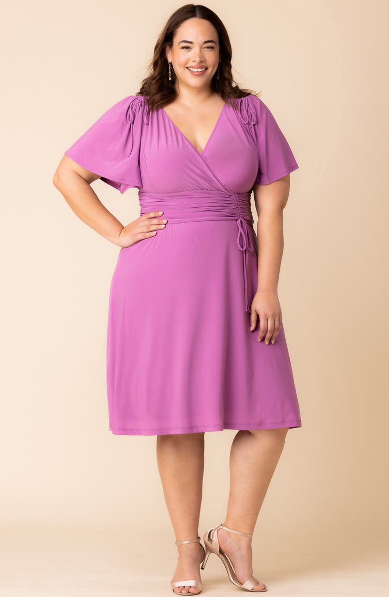Kiyonna Jemma Ruched Tie Dress, Alternate, color, Lilac