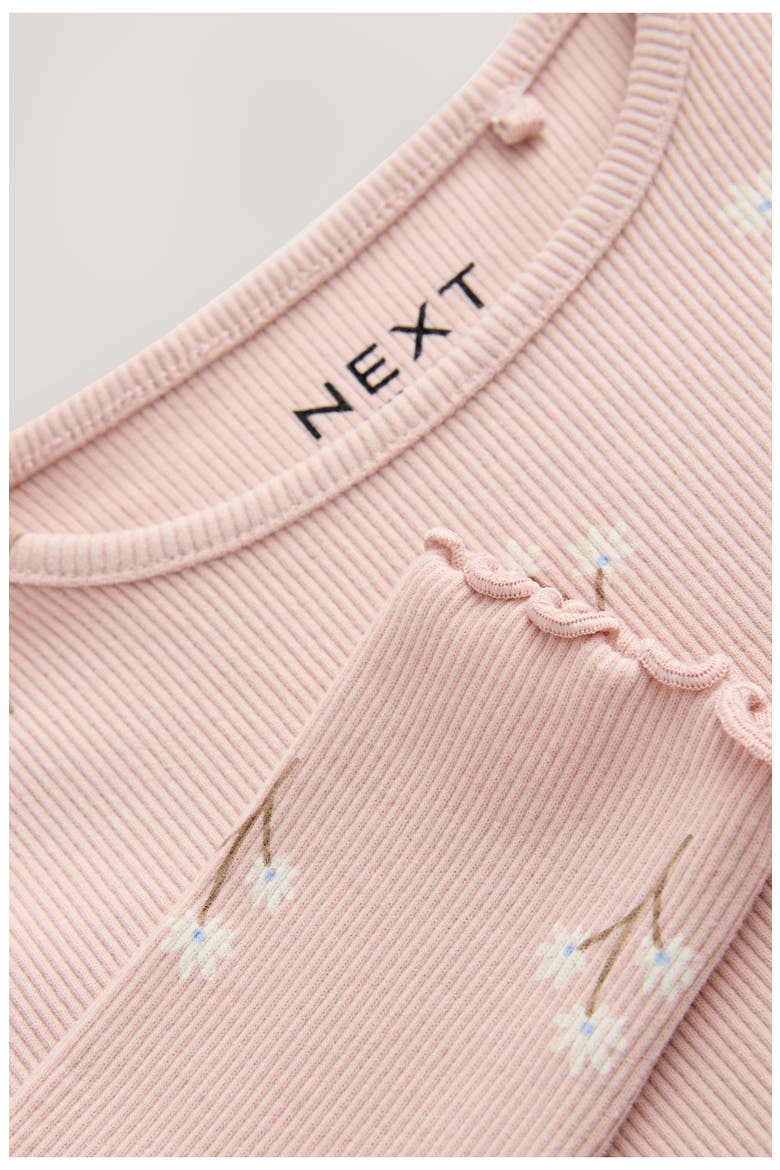 Kids' Pretty Floral Rib Long Sleeve Top, Alternate, color, PINK