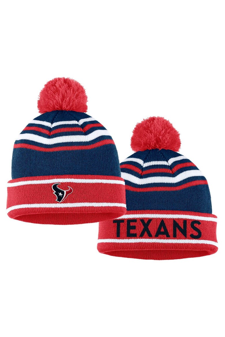 Women's WEAR by Erin Andrews Navy Houston Texans Colorblock Cuffed Knit Hat with Pom and Scarf Set, Alternate, color, Navy