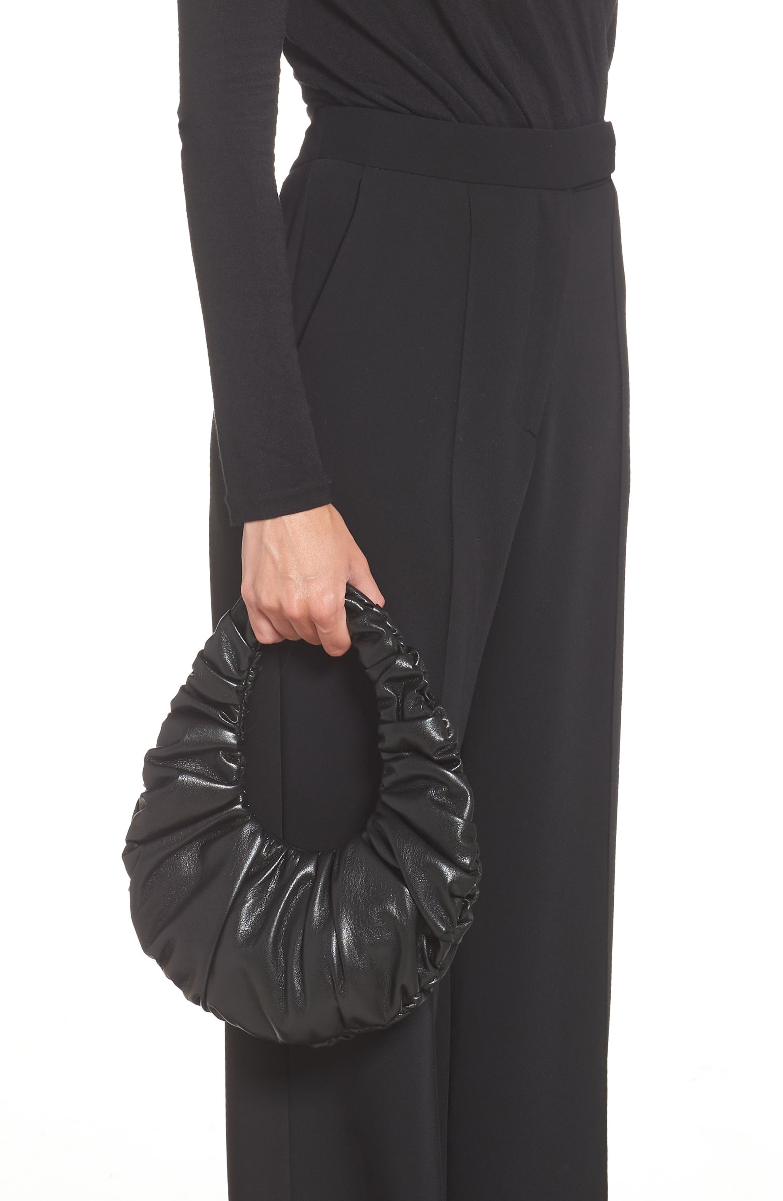 Anya Vegan Leather Mini Baguette Bag, Alternate, color, BLACK