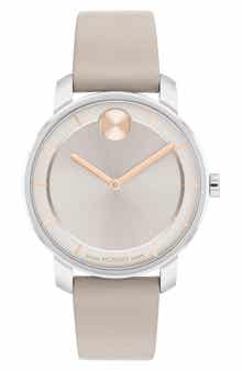Movado Bold Horizon Leather Strap Watch, 34mm