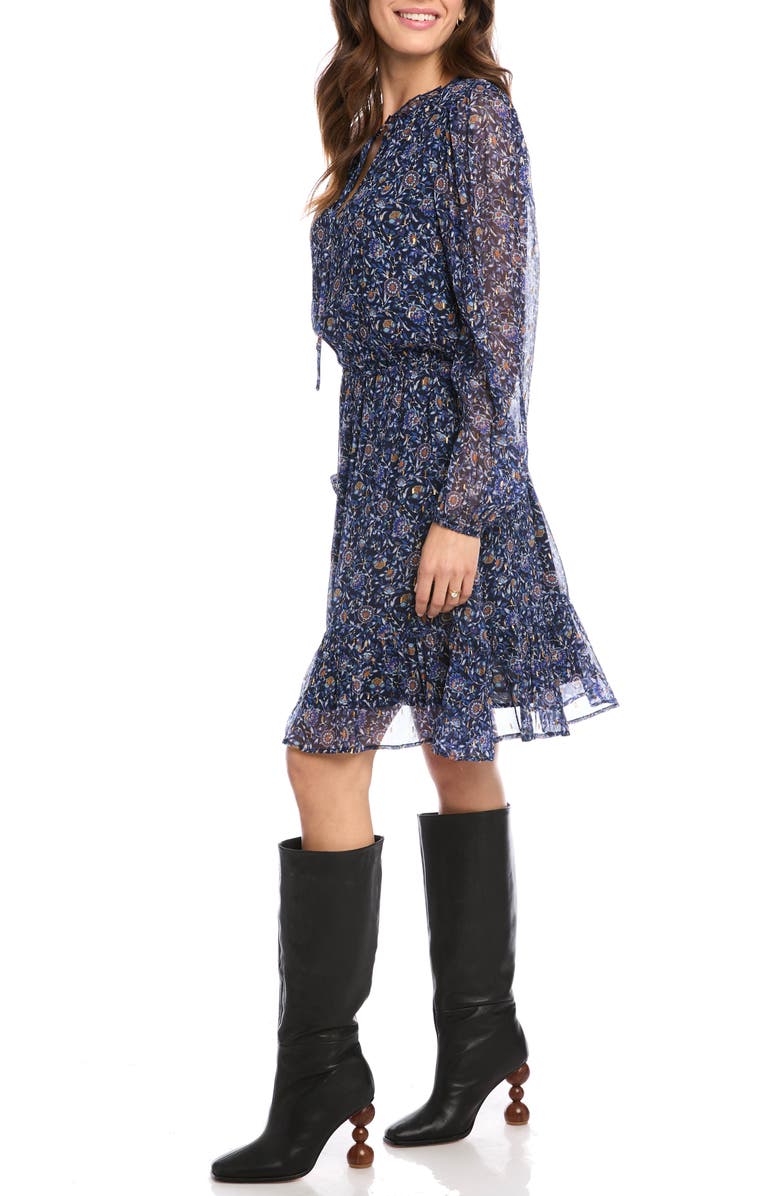 Karen Kane Floral Blouson Long Sleeve Dress, Alternate, color, 