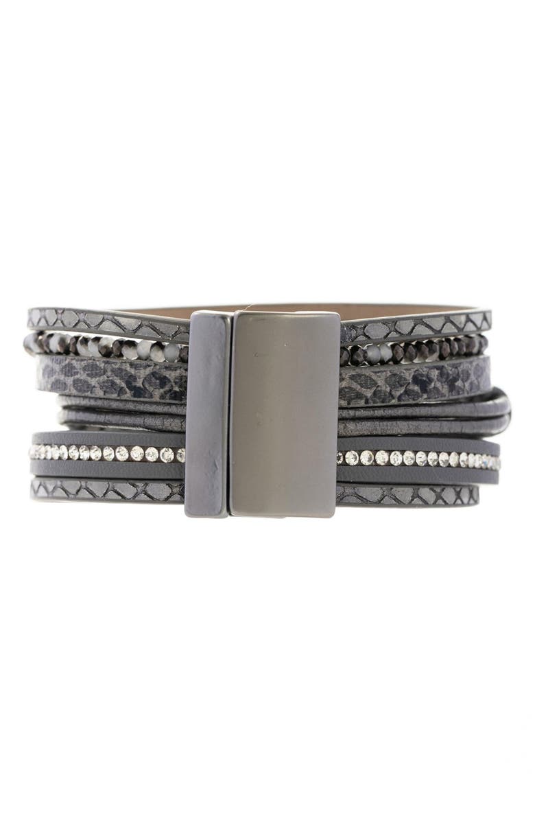 SAACHI Natural Stone Trio Leather Bracelet, Alternate, color, 