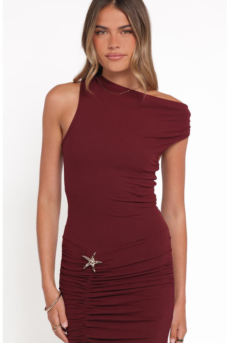 Sandara One-Shoulder Maxi Cocktail Dress, Alternate, color, BURGUNDY