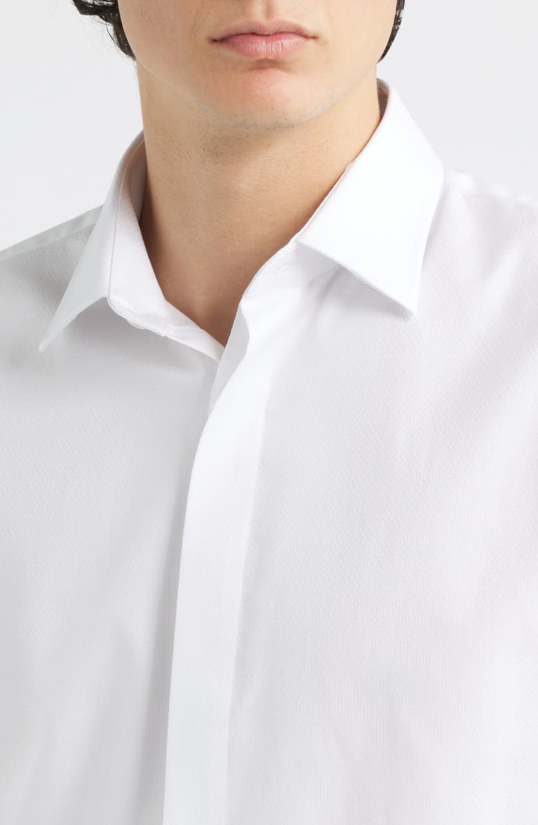 Nordstrom Trim Fit Non-Iron White Textured Cotton Tuxedo Shirt, Alternate, color, White Steven Texture