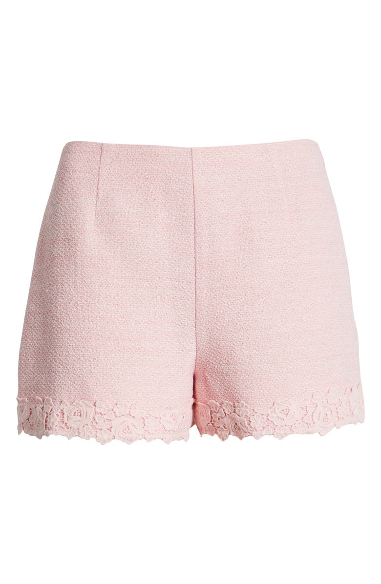 LoveShackFancy Coralyn Lace Trim Tweed Shorts, Alternate, color,
