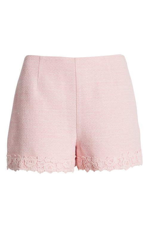 Loveshackfancy Coralyn Lace Trim Tweed Shorts In Strawberry Spritz