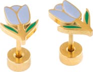 Pip Pop Girls' Tulip Flatback Stud Hypoallergenic Earrings