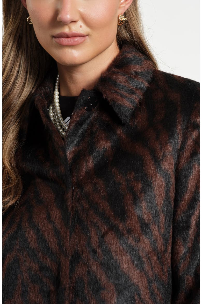 Faux Fur Crop Jacket, Alternate, color, BROWN ZEBRA