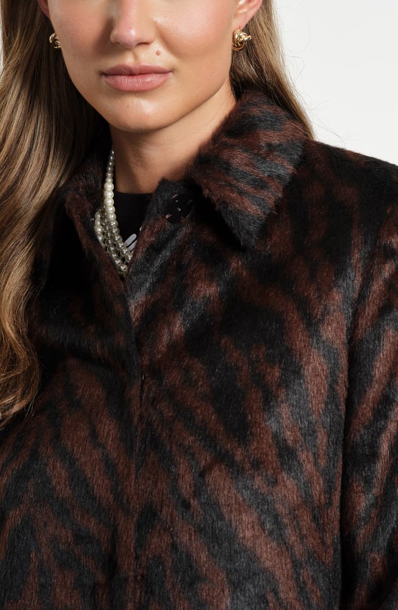 Isaac Mizrahi New York Faux Fur Crop Jacket, Alternate, color, Brown Zebra