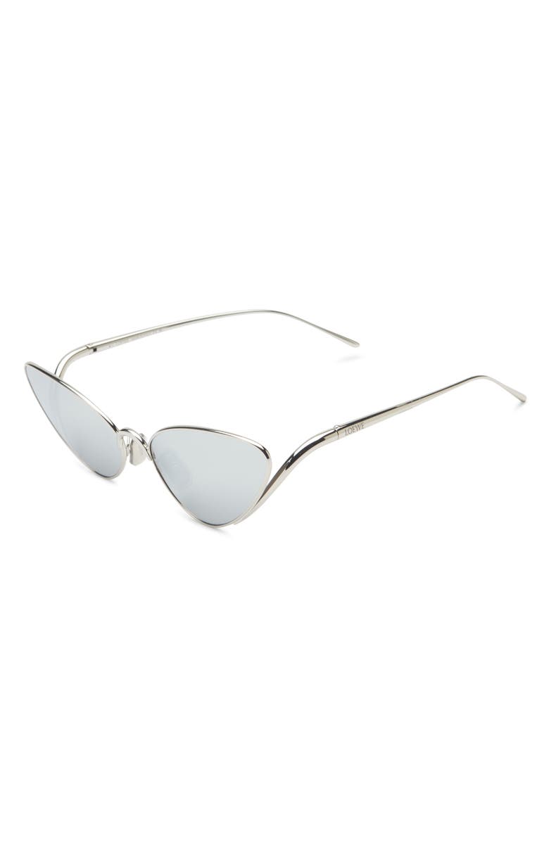 Loewe Signature 58mm Cat Eye Sunglasses, Alternate, color, Shiny Palladium / Smoke Mirror