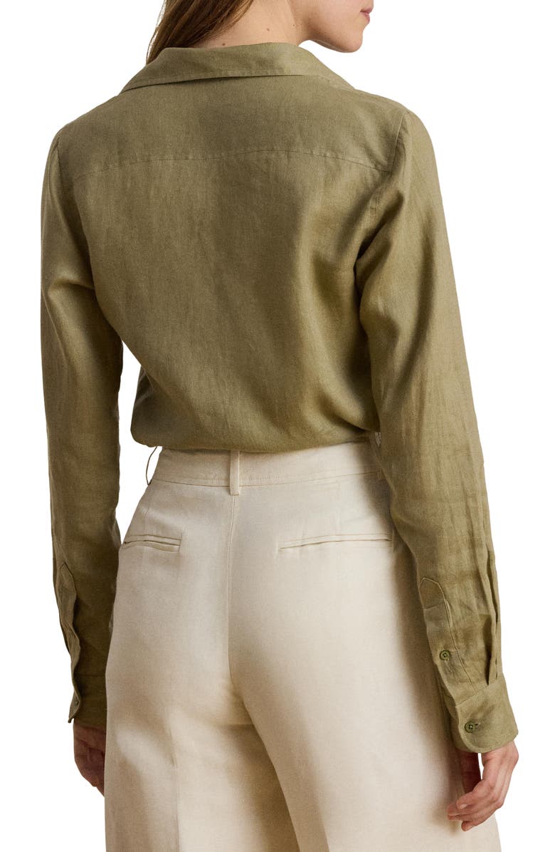 Lauren Ralph Lauren Broono Tissue Linen Button-Up Shirt, Alternate, color, Light Agave Green