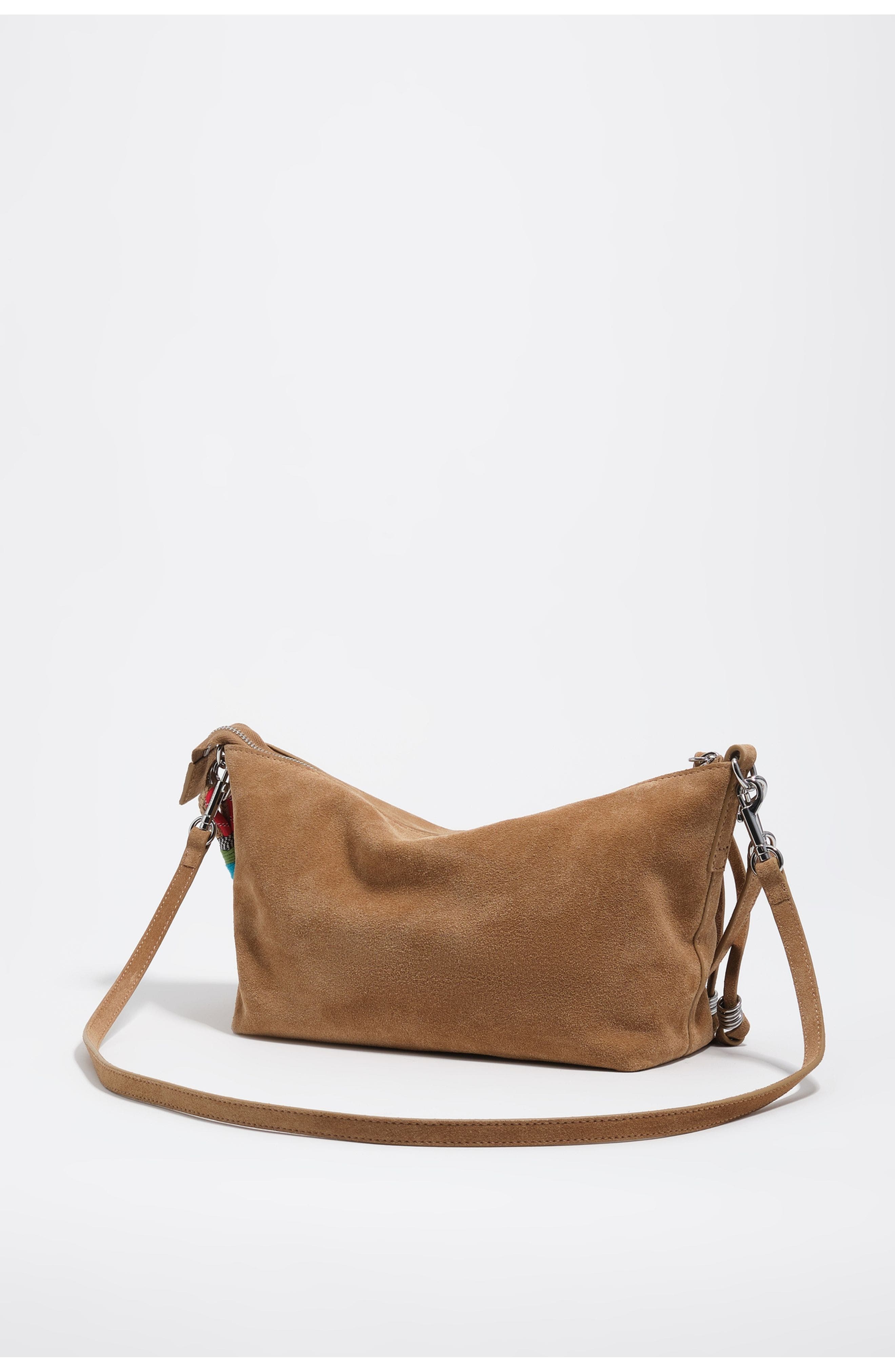 Bimba y Lola Medium Leather Trapecio Bag, Alternate, color, Natural