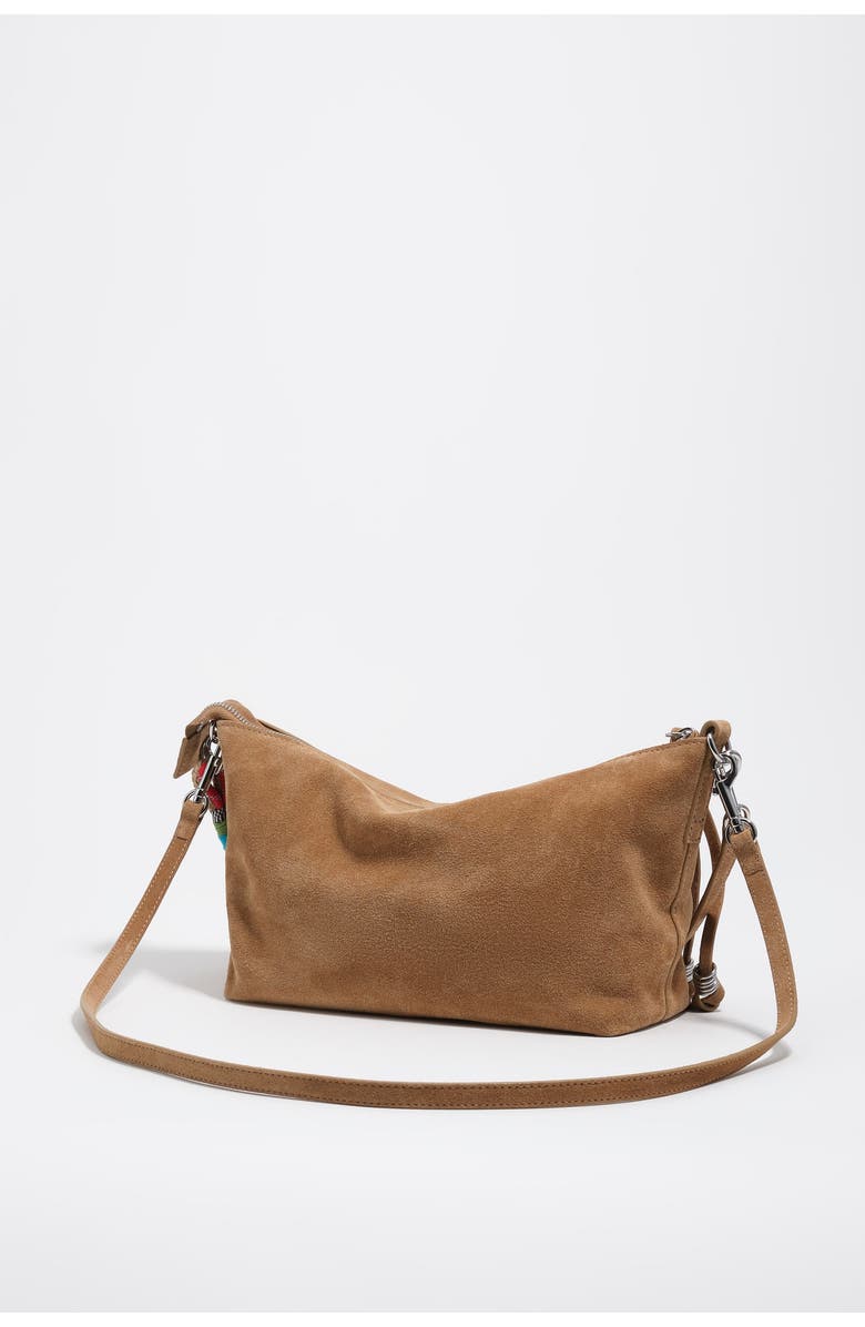 Bimba y Lola Medium Leather Trapecio Bag, Alternate, color, Natural