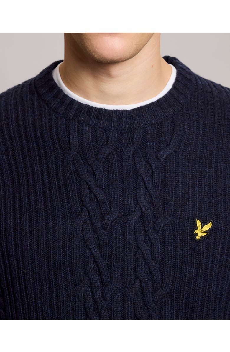 Lyle & Scott Ribbed Cable Knit Long Sleeve Sweater, Alternate, color, Dark Navy Marl