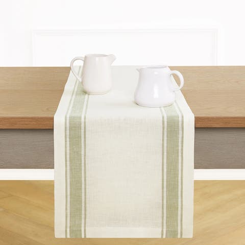 Linen Table Runner for Dining Table, Holiday and Everyday Table Decor - Country Stripe