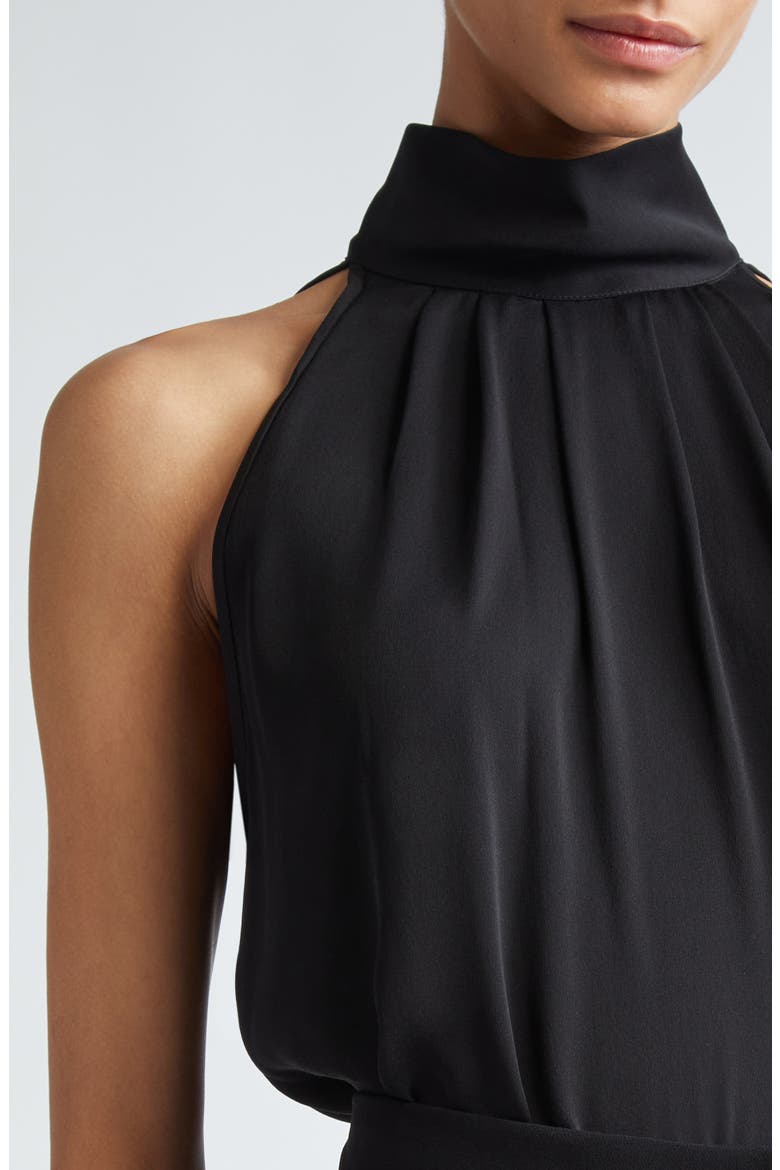 Memore Pleated Sleeveless Halter Top, Alternate, color, BLACK