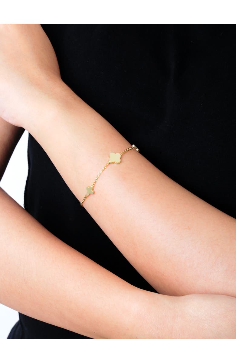 DEVATA Clover Chain Bracelet in 14K Gold, 10mm, Alternate, color, Yellow Gold