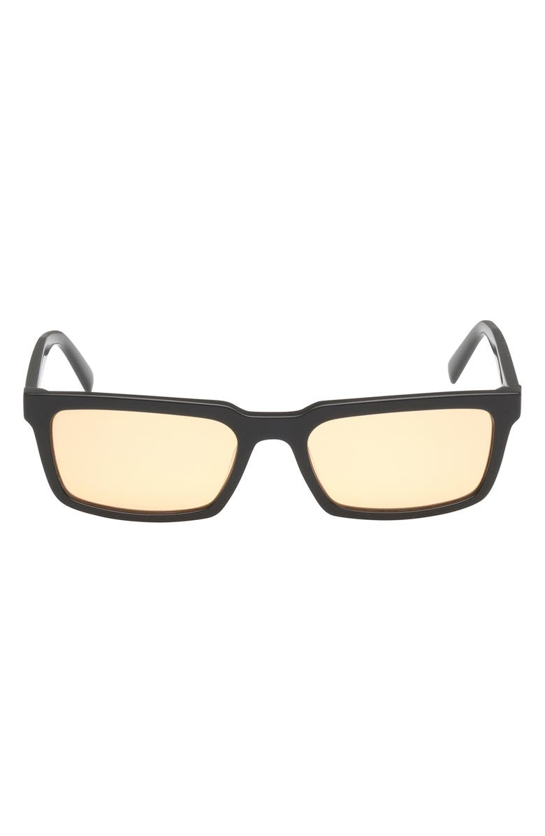 ABERCROMBIE & FITCH 54mm Rectangular Sunglasses, Main, color, Shiny Black / Amber Lens