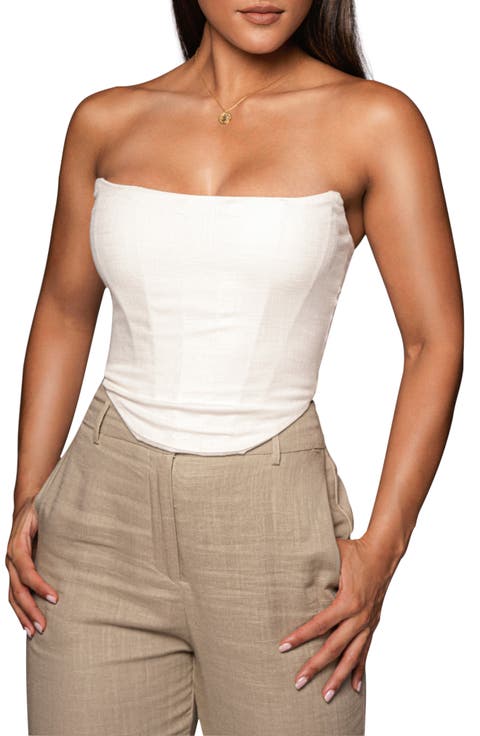 Fenix Strapless Cotton & Linen Corset Top