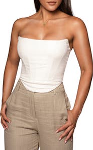 JLUXLABEL Fenix Strapless Cotton & Linen Corset Top