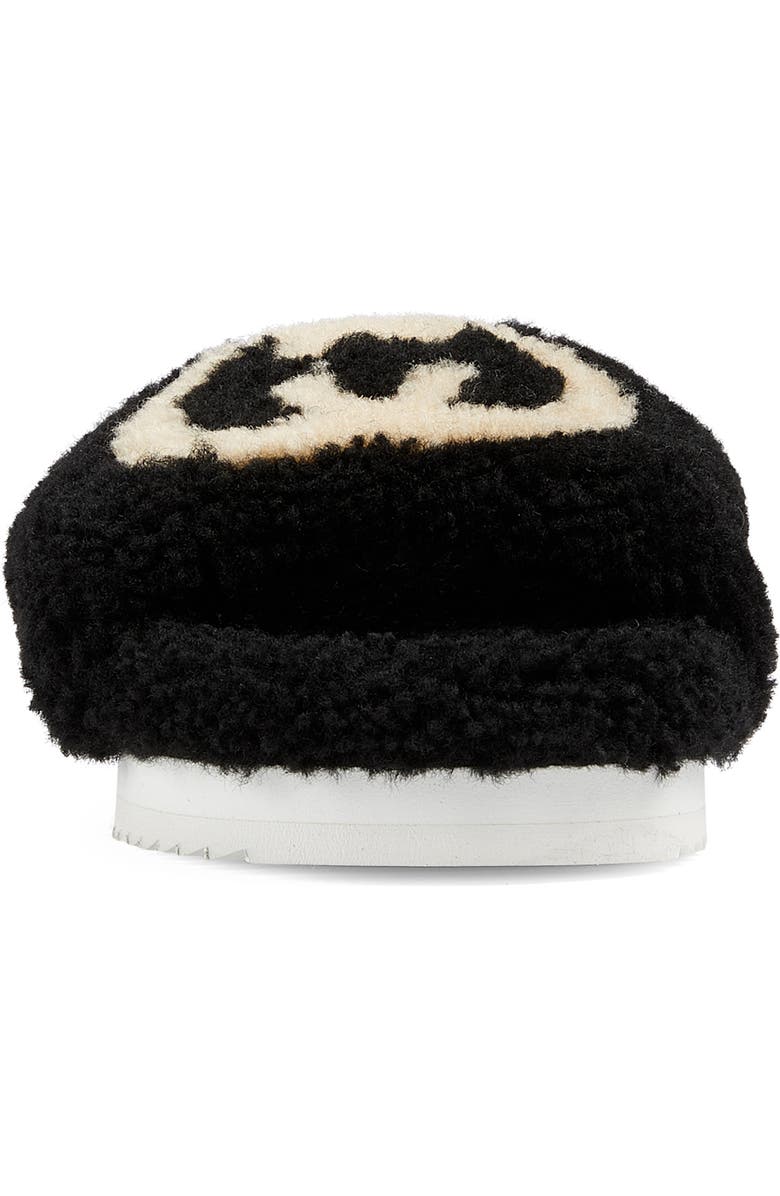 Gucci Eileen Logo Genuine Shearling Slide Sandal, Alternate, color,